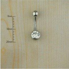 Nacario Çelik Tek Taşlı Göbek Piercing, Grii