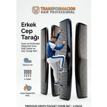 Nacario Transformacion 4 Adet Erkek Cep Tarağı Seti - 12 cm Kırılmaz Isıya Dayanıklı Ince Dişli Saç ve Sakal Şekillendirme Tarağı 718894