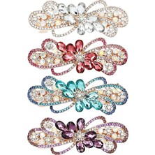 Nacario Insowni 4 Paket Lüks Simli Işıltılı Mücevherli Taşlar Kristal Yapay Elmas Çiçek Metal Fransız Tokalar Çıtçıt Timsah Saç Klipleri Başlıklar Kadınlar Kızlar Için Aksesuarlar