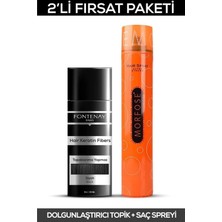 Nacario Fontenay Saç Dolgunlaştırıcı Keratin Fibers Siyah Topik Saç Tozu 50GR + Saç Spreyi 400ML 2'li Set 2 Renkli