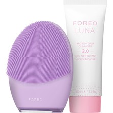 Nacario Foreo Deep & Gentle Luna 4 Sensitive Paketi - Hassas Cilt Temizleme Fırçası + Luna Micro-Foam Face Cleanser 2, 100 ml + Derinlemesine Temizleyici, Destekleyici Silikon Yüz Masaj Aleti Güzellik Seti