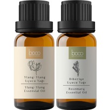 Nacario Boco Born In Cosmetics 2'li Avantajlı Paket Saç Bakımı, Hızlı Uzayan Parlak Saçlar Için Ylang-Ylang ve Biberiye Saf Aromaterapi Uçucu Yağı/20 ml