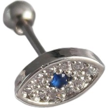 Nacario 316L Çelik Gümüş Renk Zirkon Taşlı Göz Tragus Piercing - TJ-PR1253