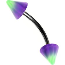 Nacario Rouge Moulin Curved Barbel Çelik Spike Piercing TDGR00891, Mor-Yeşil