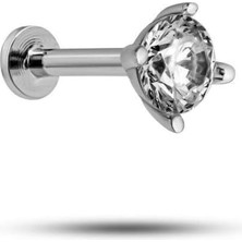 Nacario Nereze 925 Ayar Gümüş Rodyumlu Minimal 4 mm Tek Taş Tragus Piercing Küpe