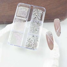 Nacario 6lı Tırnak Metal Havyar ve Parlak Süs Taşları 3 Boy Nail Art Süsleme Taşları WN-524