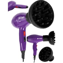 Nacario Steiner 3800 Watt Professional Saç Kurutma Makinesi Ac Motor Fön Makinesi Mor + Difüzör + 2 Adet Başlık