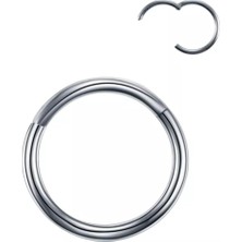 Nacario Unisex Gümüş Gri Menteşeli G23 Çelik Kıkırdak Burun Halkası Hızma Piercing 10MM, Gümüş, 6 mm