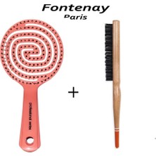 Nacario Fontenay Profesyonel Topuz Fırçası 3033 + 3 Boyutlu Açma Tarama Tarak Saç Fırçası 2'li Set Pembe