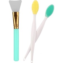 Nacario Buffer 2'li Silikon Maske Sürme Spatulası 2'li Dudak Burun Peeling Etkili Gözenek Temizleme Fırçası