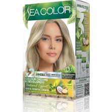 Nacario Sea Color Amonyaksız, Vegan, Doğal, Besleyici Kalıcı Saç BOYASI%100 Beyaz Kapama (1 Paket 2 x 50 ml Boya & Oksidan) (Platin Sarısı 0.1)