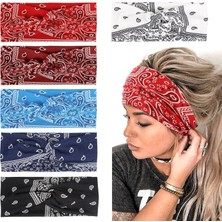 Nacario Huachi Boho Saç Bantları Kadın Saçı Elastik Saç Bantları Kafa Bantları Kaymaz Geniş Bükülmüş Türban Baş Sargısı Moda Şal Desenli Saç Aksesuarları, 6'lı Paket