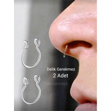 Nacario 2 Adet Çelik Deliksiz Septum Fake Piercing Deliksiz Piercing, Gri