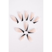 Nacario Pop Beauty Takma Tırnak Seti & Zararsız Yapıştırıcı Siyah-Beyaz French