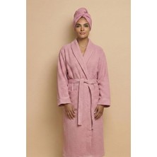 Nacario %100 Pamuk Pike Saç Bonesi Düğmeli Pratik Saç Kurulama Bakım Spa ve Yüz Yıkama Bonesi (Pembe)