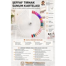 Nacario Transformacion Yelpaze Oje Kartelası, Şeffaf Abs Plastik, 50'li Stiletto Uçlu Nail Art Sunum Çubuğu, Metal Halkalı, Şeffaf, 723267