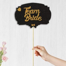 Nacario Süsle Bebek ve Parti Team Bride Konuşma Balonu Çubuğu - Siyah & Altın