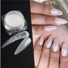 Nacario Nail Art Beyaz Inci Tozu - Holografik Yansımalı Tırnak Süsleme Tozu, Hbctzu1