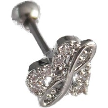 Nacario 316L Çelik Gümüş Renk Zirkon Taşlı Sonsuzluk Detay Tragus Piercing - TJ-PR1249
