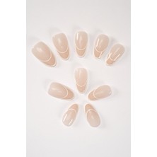Nacario Pop Beauty Takma Tırnak Seti & Zararsız Yapıştırıcı Çift Beyaz French