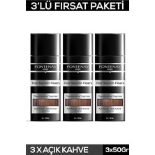 Nacario Fontenay Saç Dolgunlaştırıcı Keratin Fibers Açık Kahve Topik Saç Tozu 50GR X3