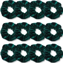 Nacario Ivaryss Koyu Yeşil Scrunchies, Premium Kadife Yumuşak Saç, Kırçıllı Hacimli, Düz Renkler Kalın Elastik Bantlar, Kadınlar ve Kızlar Için Saç Aksesuarları, 12'li Paket