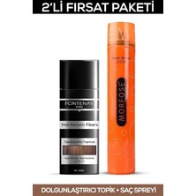 Nacario Fontenay Saç Dolgunlaştırıcı Keratin Fibers Açık Kahve Topik Saç Tozu 50GR + Saç Spreyi 400ML 2'li Set 2