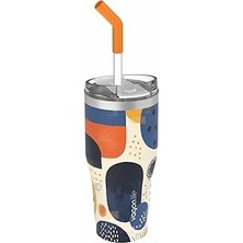 Nacario Vagonlife 590ML Desenli Pipetli/pipetsiz Çift Kullanım Tumbler Kahve Bardağı/mug Paslanmaz Çelik Termos (Rainforest)