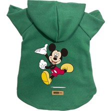 Nacario Kapişonlu Polar Sweatshirt Köpek ve Kedi Kıyafeti & Elbisesi Yeşil Yeni Mickey S