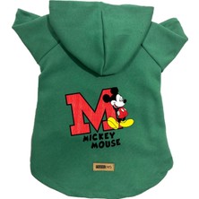 Nacario Kapişonlu Polar Sweatshirt Köpek ve Kedi Kıyafeti & Elbisesi Yeşil Yeni Mickey 2 M