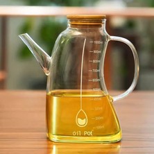 Nacario Deconox 1000ML Bambu Kapaklı Cam Yağlık ve Sirkelik – Dayanıklı ve Şeffaf Sıvı & Mutfak Için Hassas Sıvı Ölçüm ve Saklama Çözümü 1000ML - Cam Sürahi Sıvı Ölçü Kabı