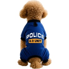 Nacario Kedi ve Köpek Kıyafeti & Elbisesi Saks Mavi 4 Bacak Tulum Police K 9 Unit S