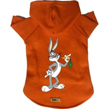 Nacario Kapişonlu Polar Sweatshirt Köpek ve Kedi Kıyafeti & Elbisesi Turuncu Yeni Bugs Bunny Xl