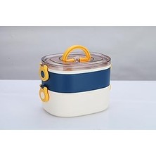Nacario Beslenme Kutusu Iki Katlı - Paslanmaz Çelik - 1900ML Yeni Nesil Beslenme Kabı Lunch Box (Mavi)