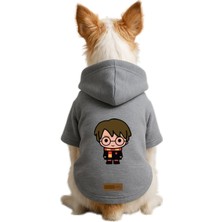 Nacario Baskılı Içi Polarlı Köpek ve Kedi Kıyafeti & Elbisesi - Gri Renk Kapüşonlu Hoodie B30B6 4xl