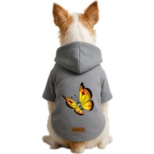 Nacario Baskılı Içi Polarlı Köpek ve Kedi Kıyafeti & Elbisesi - Gri Renk Kapüşonlu Hoodie B31B4, L