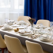 Nacario Evalıza Queen's Flower Beyaz Porselen Yemek Takımı 60 Parça 12 Kişilik
