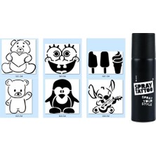 Nacario Çocuk Modelleri Spray Tattoo Geçici Dövme Yapma Seti Siyah Sprey Dövme