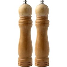 Nacario Bambu Gövdeli Komple Ahşap Tuz Karabiber Değirmeni Baharat Öğütücüsü Orta Boy 21 cm 2 Adet