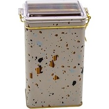 Nacario EVLE-ER048-9G Terrazzo Cream Desenli Dikdörtgen Metal Saklama Kabı 8X10 cm (Terrazzo Cream)