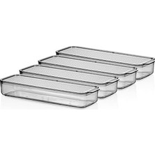 Nacario Vip Ahmet Mina Organizer Plastik Raf, Şeffaf Füme Kapaklı 4 x 750 Ml, Füme