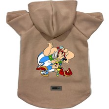 Nacario Kapişonlu Polar Sweatshirt Köpek ve Kedi Kıyafeti & Elbisesi Bej Astrix Obelix L