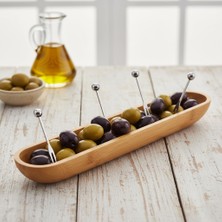 Nacario Deconox 35CM Bambu Zeytinlik – Doğal Ahşap Oval Uzun Servis Tabağı | Meze Sunumu, Çerezlik, Atıştırmalık Tabağı | Çevre Dostu Mutfak ve Sofra Aksesuarı