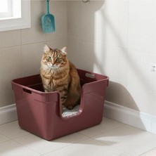 Nacario Tanos Yarı Açık Kedi Tuvaleti 54X40X32 - Bordo