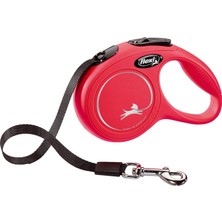 Nacario Flexi Yeni Klasik Geri Çekilebilir Köpek Tasması (Bant), 3 M, Ekstra Küçük, Kırmızı, Model Numarası: CL00T3.250.R