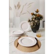 Nacario Keramika Beyaz Iyonya Pasta Tabağı 22 cm 6 Adet 006