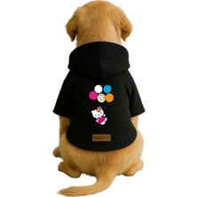 Nacario Baskılı Içi Polarlı Köpek ve Kedi Kıyafeti & Elbisesi - Siyah Renk Kapüşonlu Hoodie B58E6, L