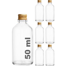 Nacario Afracam 50 cc Gold Metal Kapaklı Hediyelik Shot Şişesi 50 ml Kolonya Koku Süs Küçük Şeffaf Cam Şişe 6 Adet