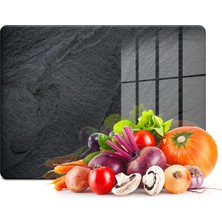 Nacario Decovetro Cam Kesme Tahtası ve Sunumluk Siyah Taş Desenli 30X40 cm