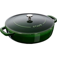 Nacario Staub Chistera Yağmur Efektli Kapaklı Döküm Tencere, Basilikum Renkli, 2.8 Litre, 24 cm